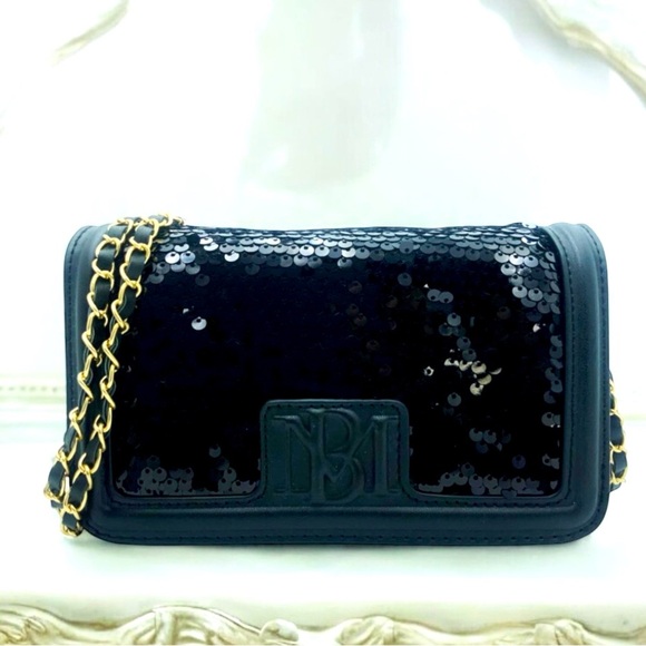 Badgley Mischka black sequin crossbody bag NWT - Picture 1 of 12